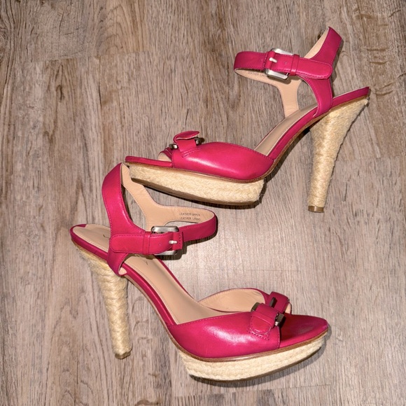 Via Spiga Pink Heels with Tan Wedge - Picture 1 of 8